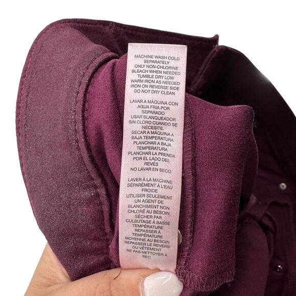 Chico’s Sz 2.5 Wine Purple Faux Knit Suede Shimmer Slim Straight Leg Pants - Picture 9 of 10